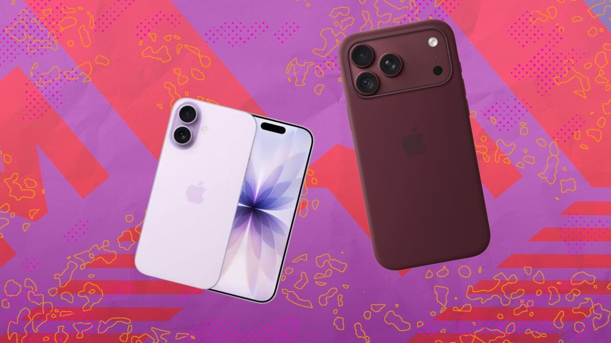 Apple iPhones on composite background