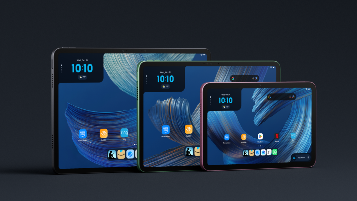 Three Amazon Alexa tablets